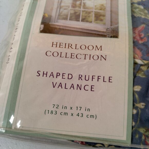 Waverly Garden Room Heirloom Collection Shaped Ruffle Valance 72x17 Blue Floral - Picture 7 of 12
